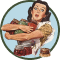 lady holding groceries illustration